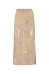 SWAYING 2025 Fall/Winter Collection: Beaded Alpaca Wool Sweater/Skirt Set SW-SW25AW3B05C1S2-XING (Floral design, beige color) Skirt (SW25AW1T07C1S4)